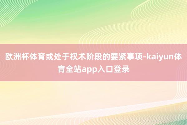 欧洲杯体育或处于权术阶段的要紧事项-kaiyun体育全站app入口登录