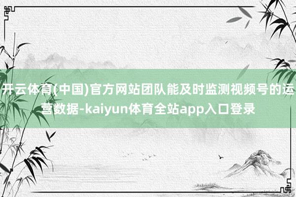 开云体育(中国)官方网站团队能及时监测视频号的运营数据-kaiyun体育全站app入口登录